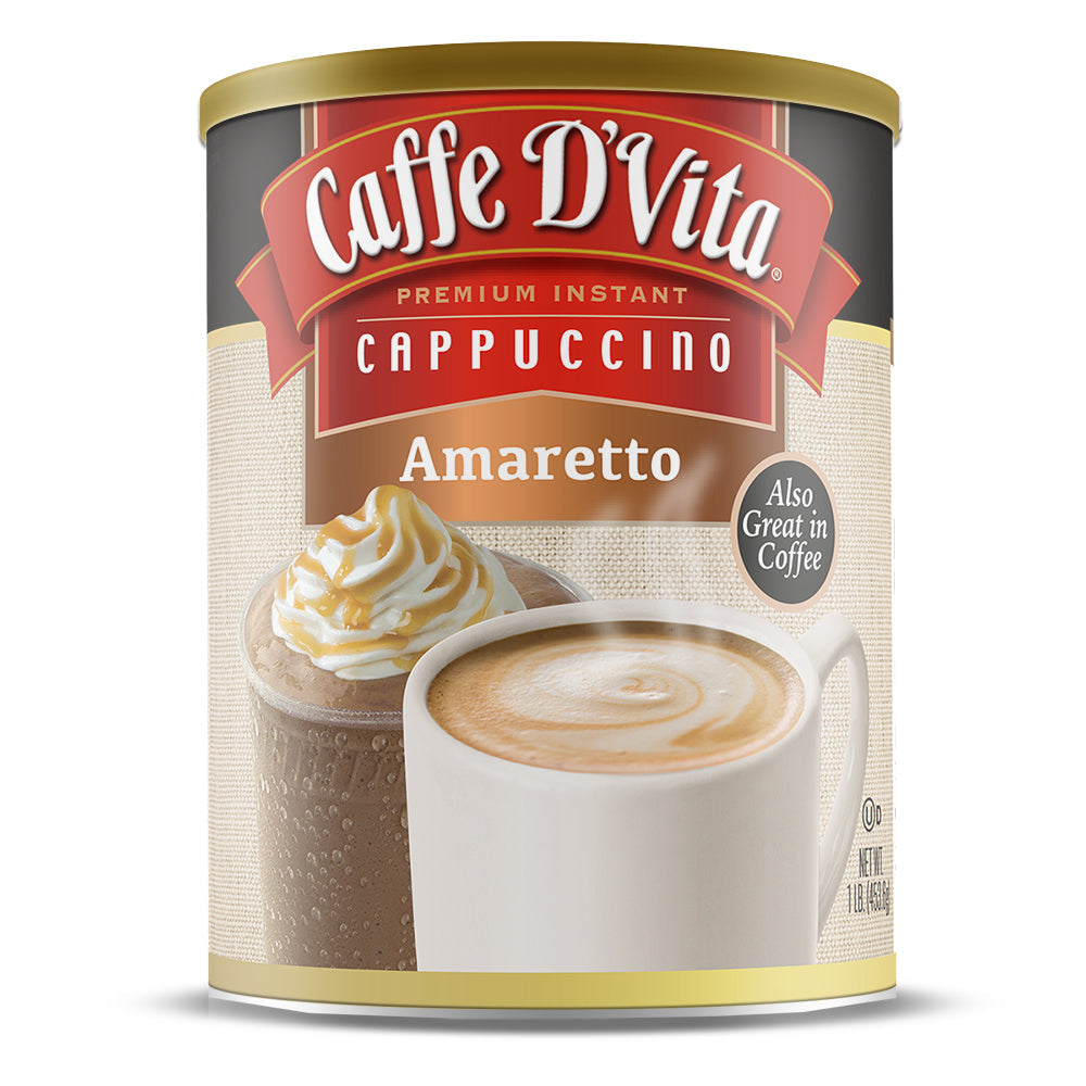 Amaretto Cappuccino - Case of 6 - 1 lb. cans (16 oz.) - Foodservice
