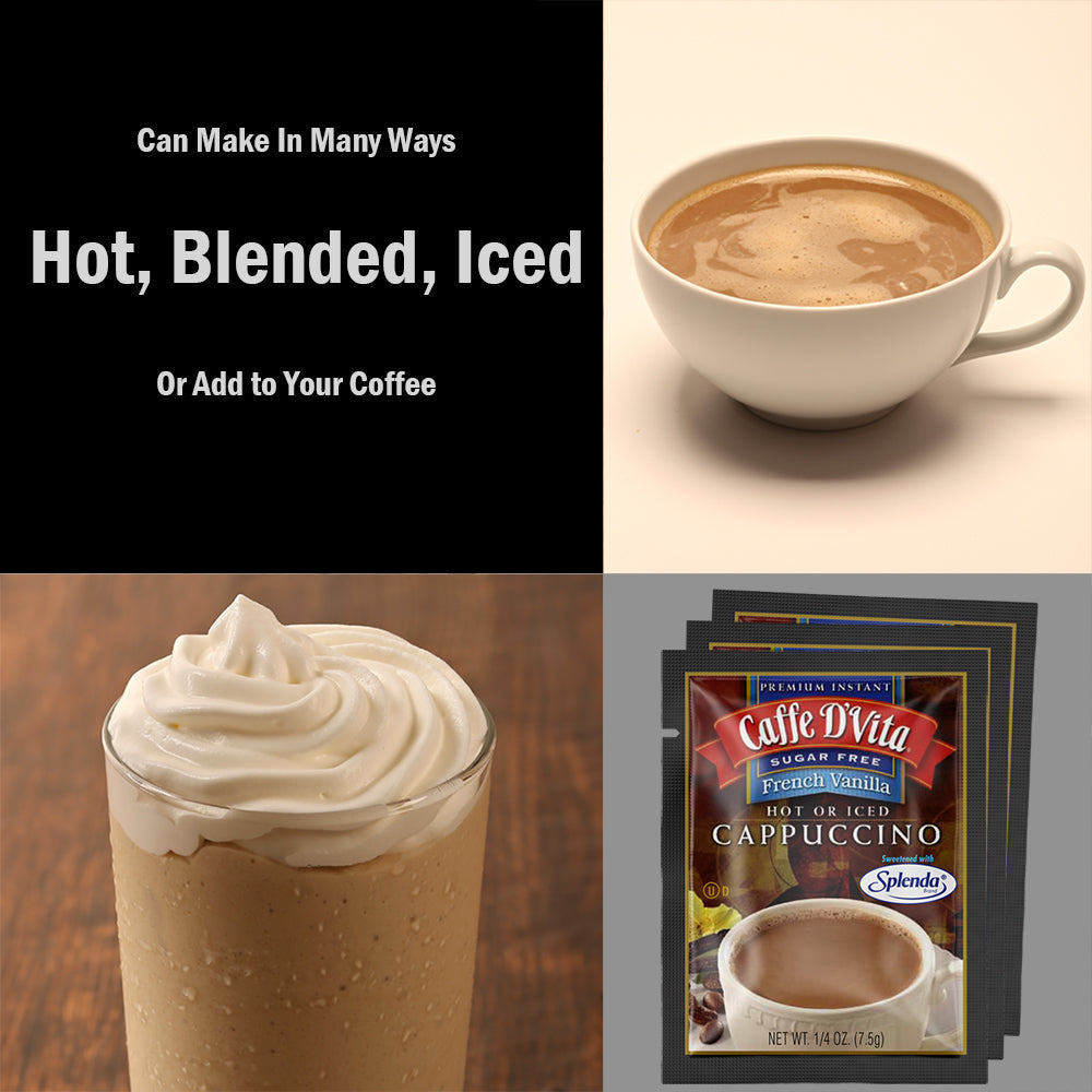 Sugar Free French Vanilla Cappuccino Envelopes - 3 sleeves of 24 packs - Foodservice