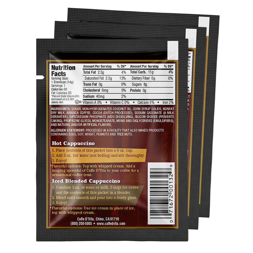 English Toffee Cappuccino Envelopes - 3 sleeves of 24 packs - Foodservice