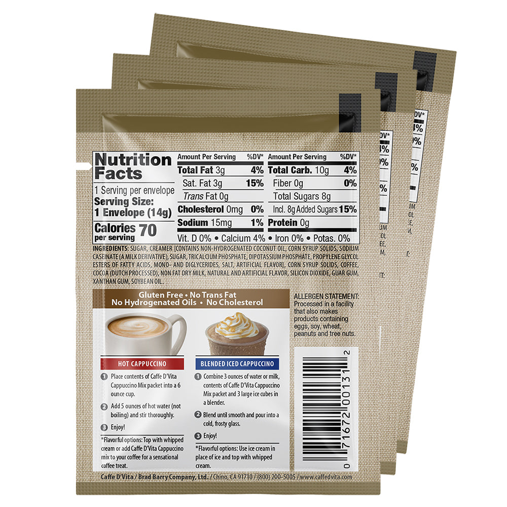 French Vanilla Cappuccino Envelopes - 3 sleeves of 24 packs - Foodservice