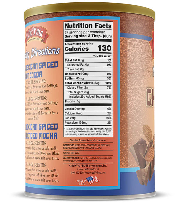 Mexican Spiced Ground Chocolate - Case of 4 Cans - 3 lb. (48 oz.) - Foodservice