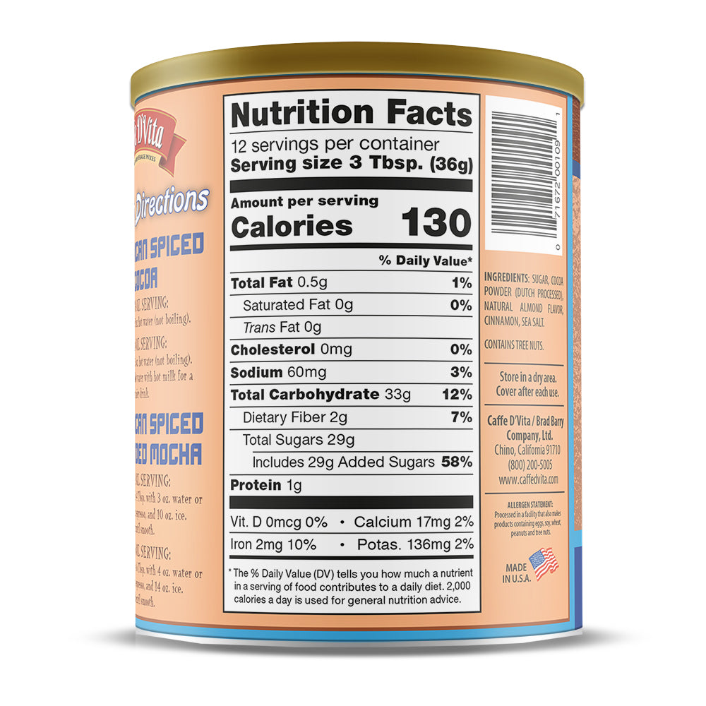 Mexican Spiced Ground Chocolate - Case of 6 - 1 lb. cans (16 oz.) - Foodservice