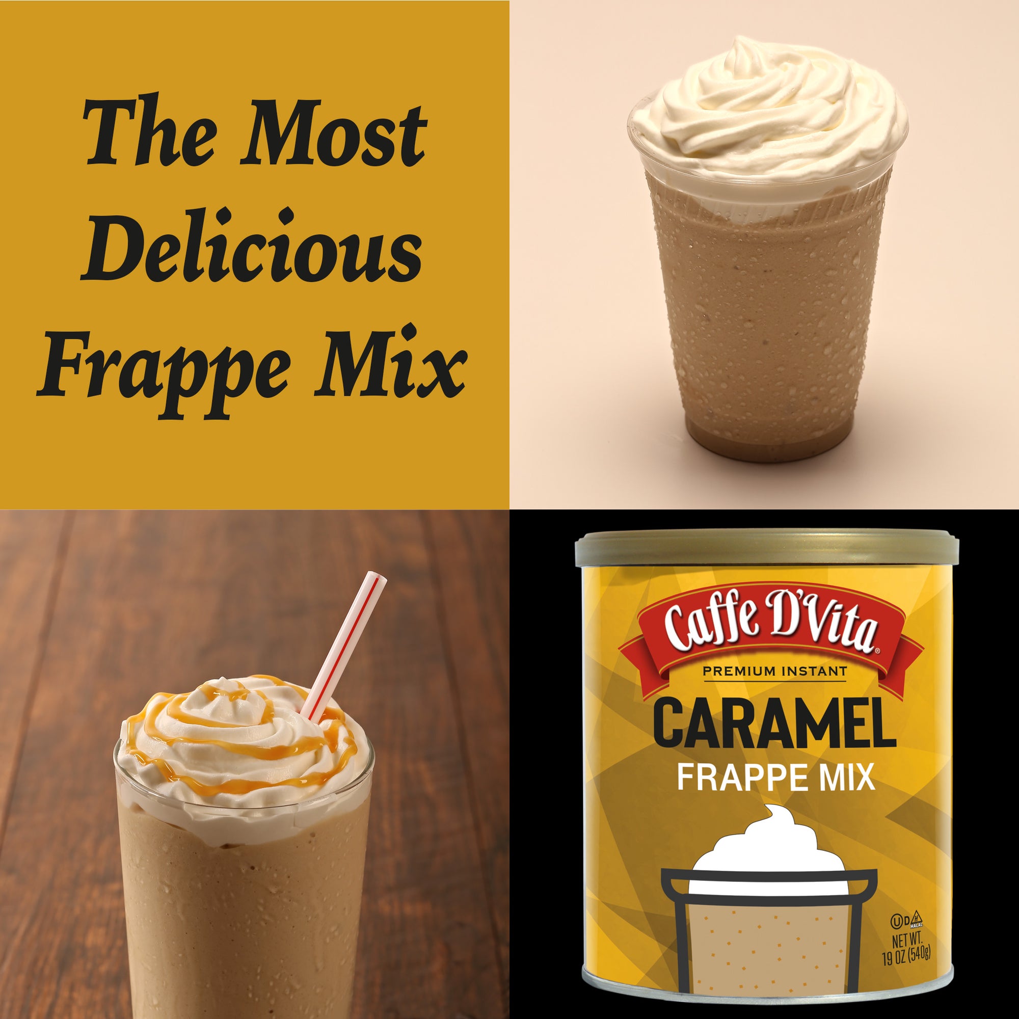 Caramel Latte Blended Iced Coffee Frappe - Case of 6 - 19 oz. cans - Foodservice