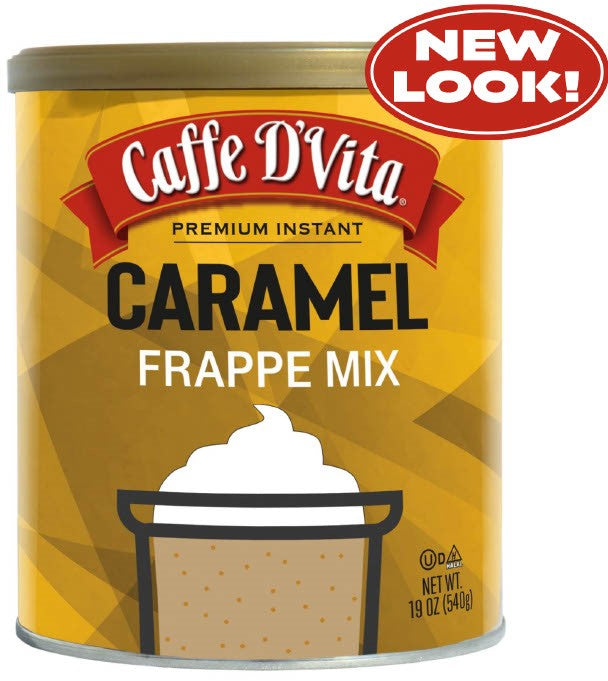 Caramel Latte Blended Iced Coffee Frappe - Case of 6 - 19 oz. cans - Foodservice