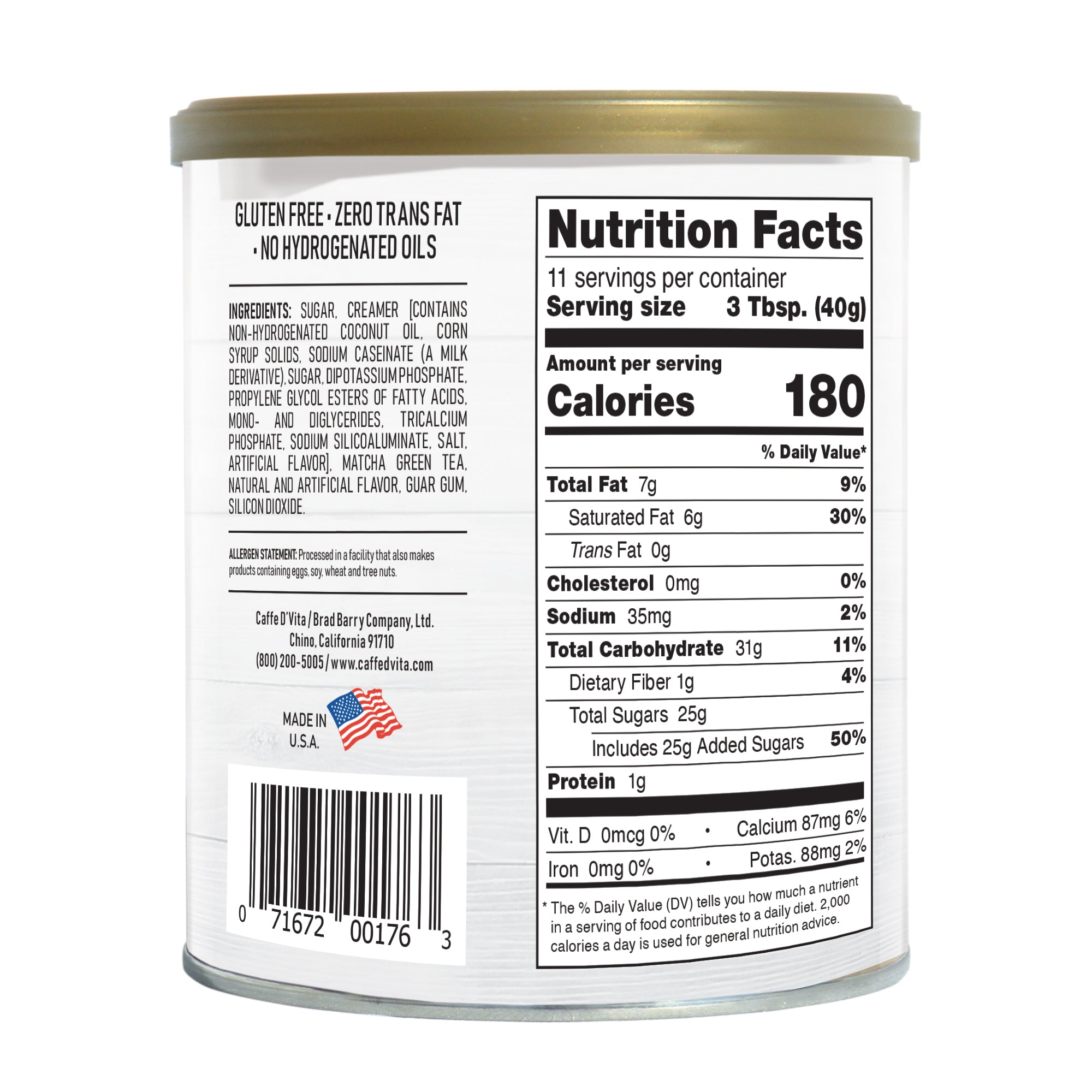 Mango Matcha Green Tea Drink Mix- Case of 6 - 1 lb. cans (16 oz.) - Foodservice