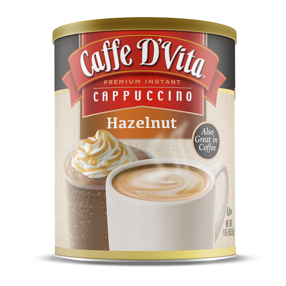 Hazelnut Cappuccino - Case of 6 - 1 lb. cans (16 oz.) - Foodservice
