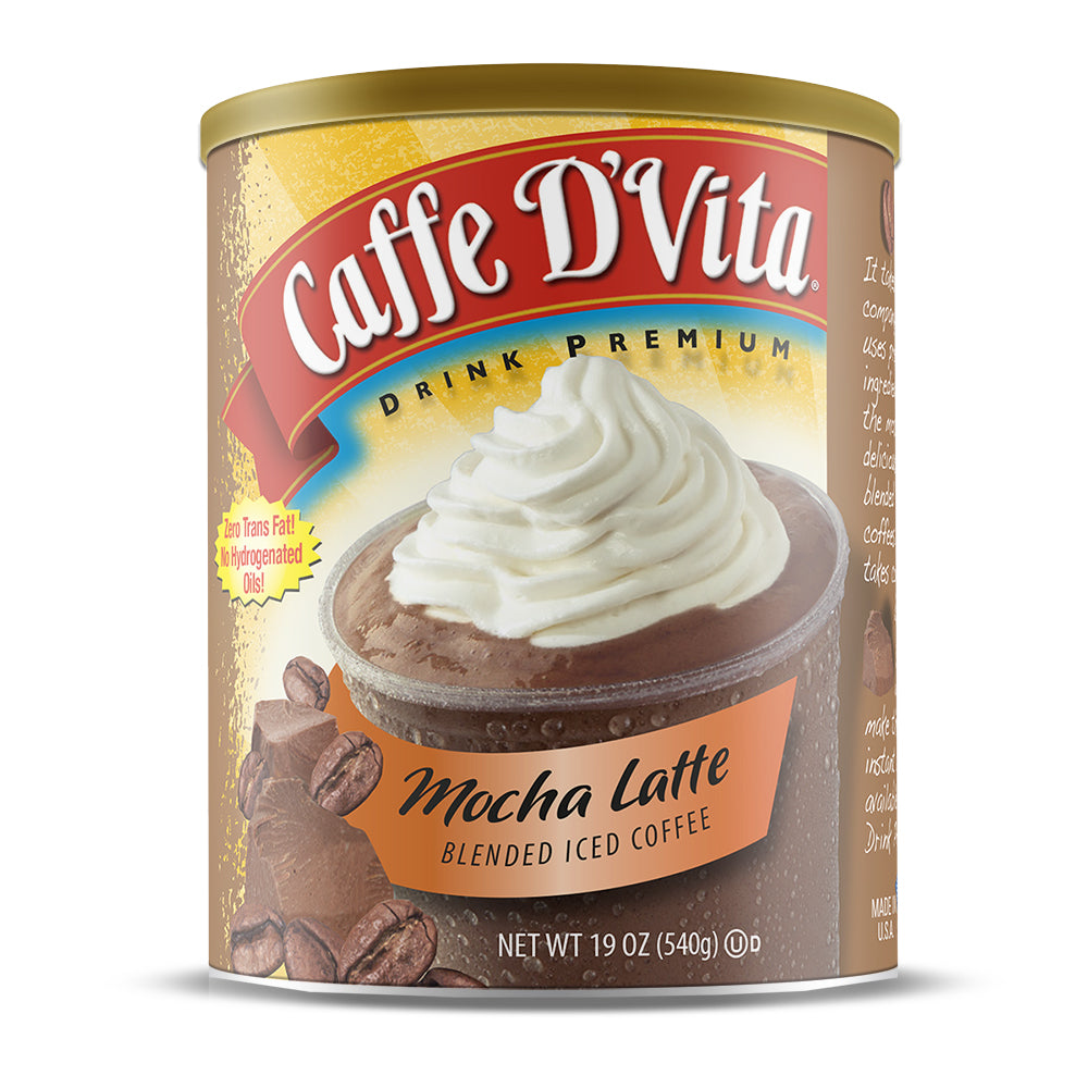 Mocha Latte Blended Iced Coffee Frappe - Case of 6 - 19 oz. cans - Foodservice