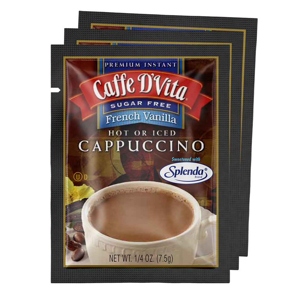 Sugar Free French Vanilla Cappuccino Envelopes - 3 sleeves of 24 packs - Foodservice