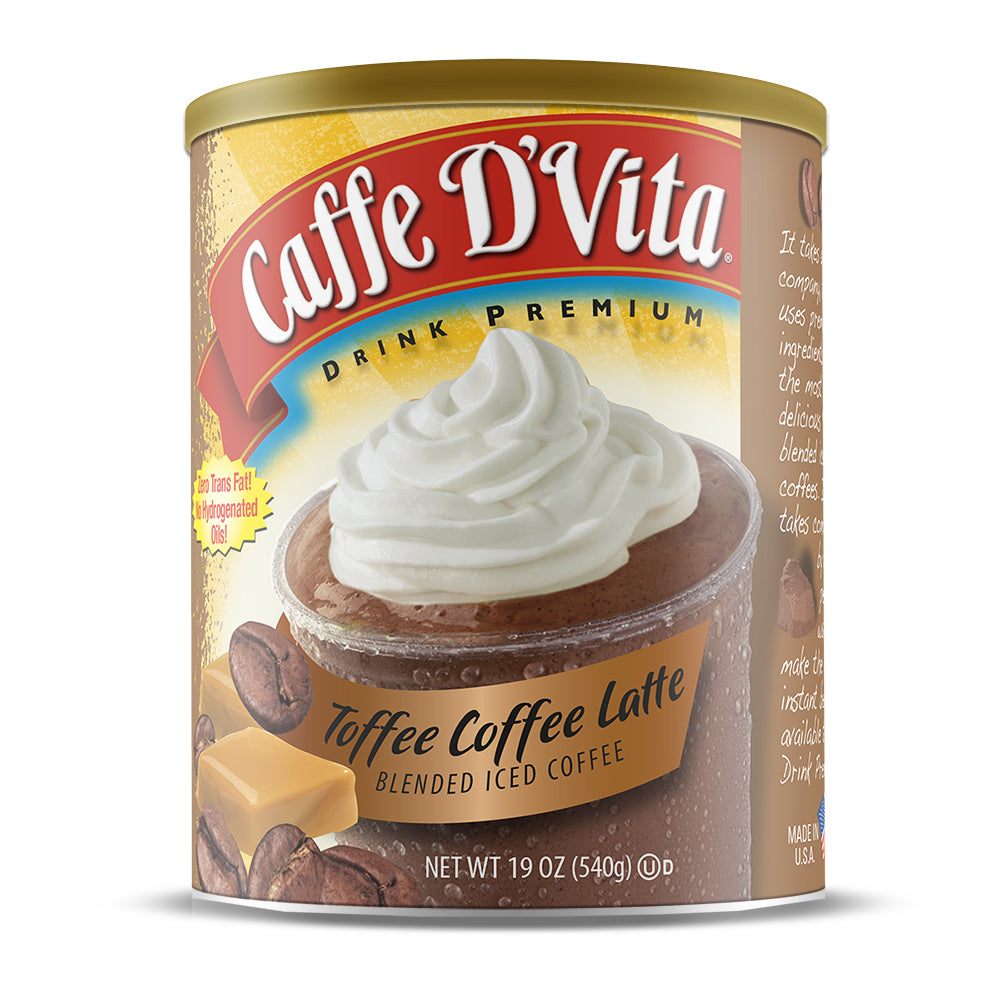 Toffee Coffee Latte Blended Iced Coffee Frappe - Case of 6 - 19 oz. cans - Foodservice