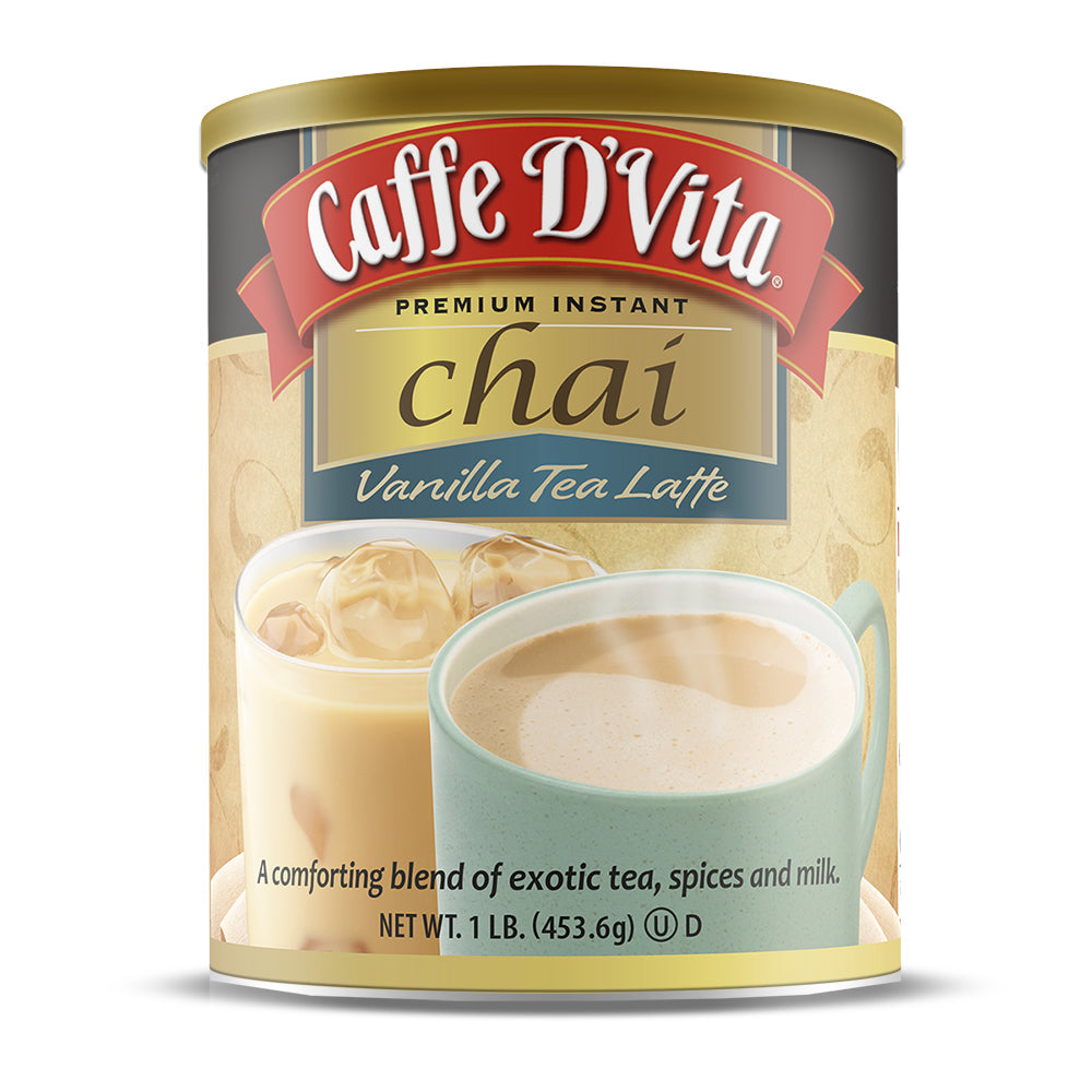 Vanilla Chai Tea Latte - Case of 6 - 1 lb. cans (16 oz.) - Foodservice