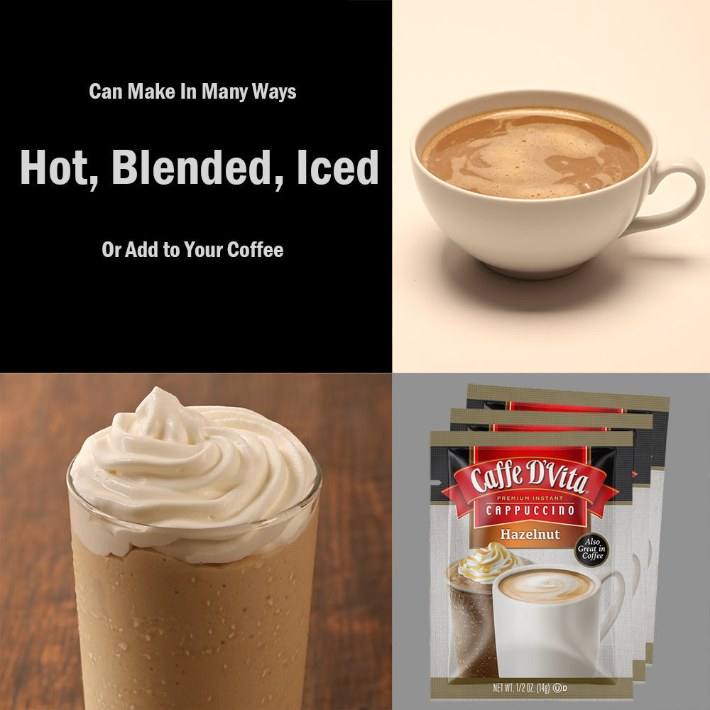 Hazelnut Cappuccino Envelopes - 3 sleeves of 24 packs - Foodservice