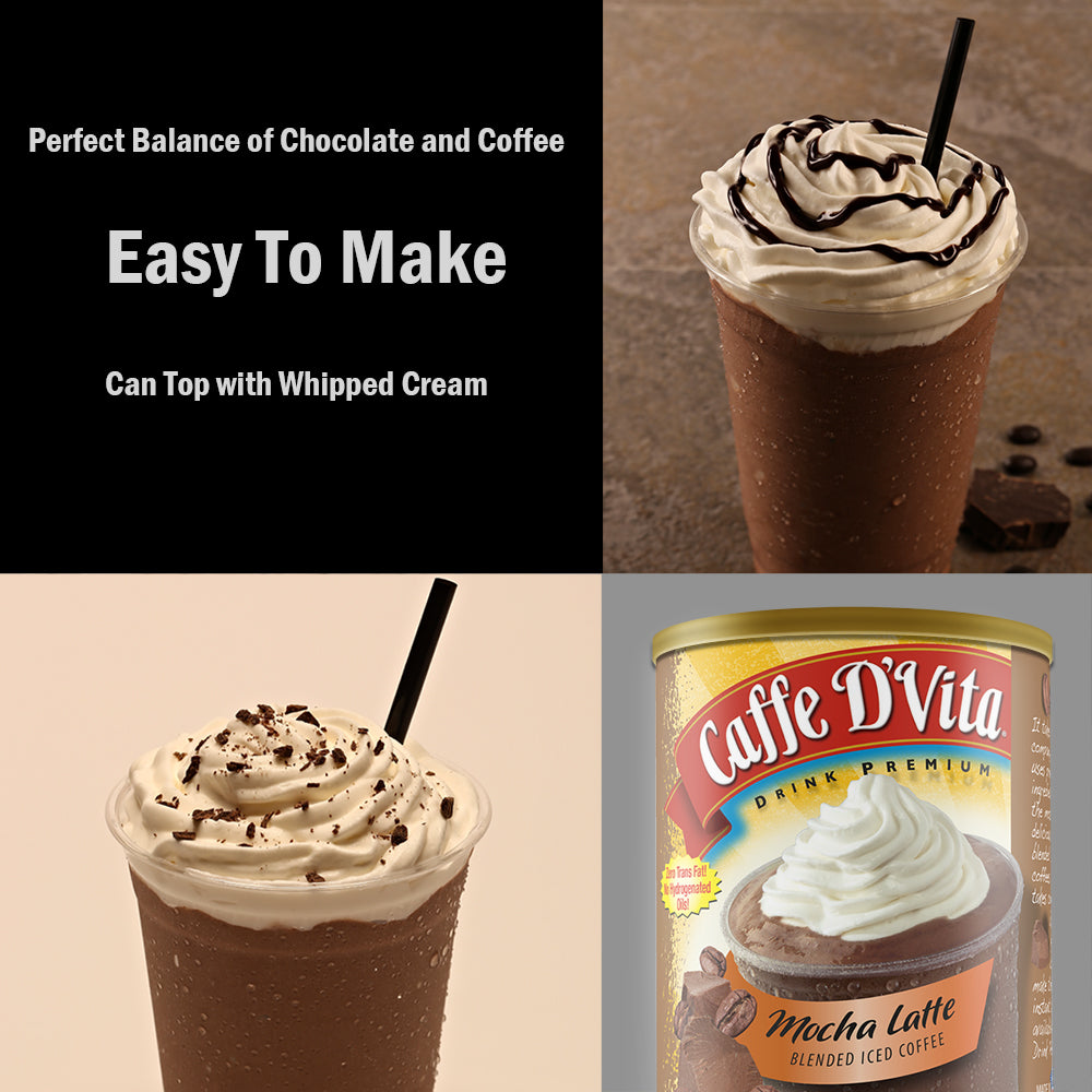 Mocha Latte Blended Iced Coffee Frappe - Case of 6 - 19 oz. cans - Foodservice