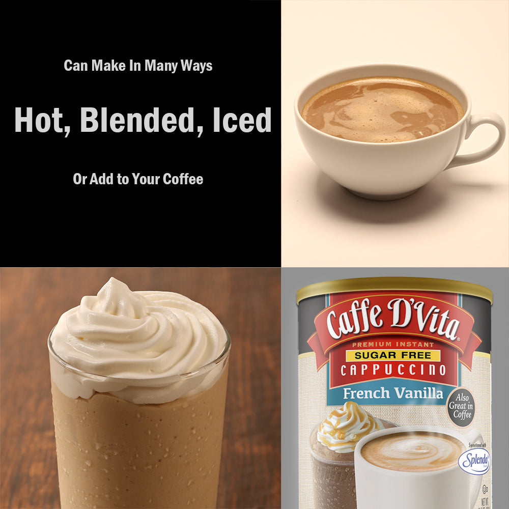 Sugar Free French Vanilla Cappuccino - Case of 6 - 8.5 oz. cans - Foodservice