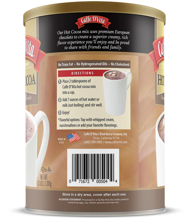 Hot Cocoa - Case of 4 Cans - 3 lb. (48 oz.) - Foodservice