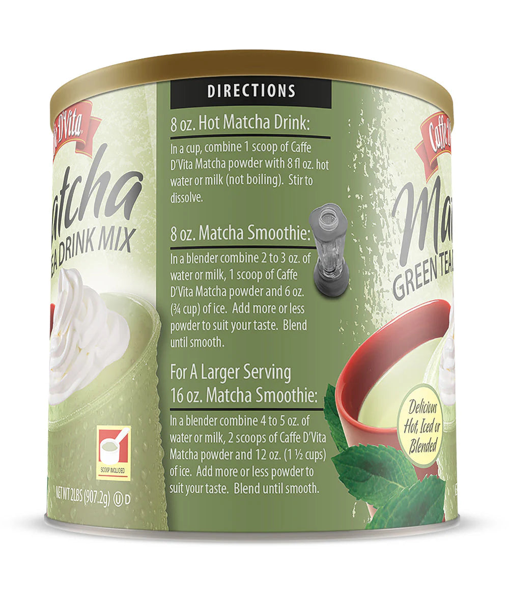 Matcha Green Tea Drink Mix - Case of 4 Cans - 2 lb. (32 oz.) - Foodservice