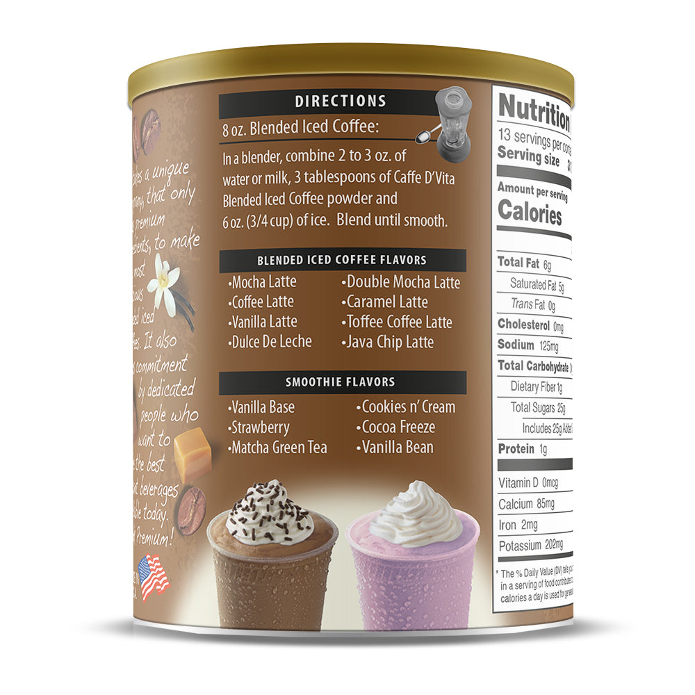 Mocha Latte Blended Iced Coffee Frappe - Case of 6 - 19 oz. cans