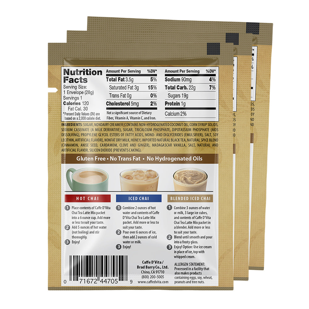 Spiced Chai Tea Latte Envelopes - 3 sleeves of 12 packs - Foodservice
