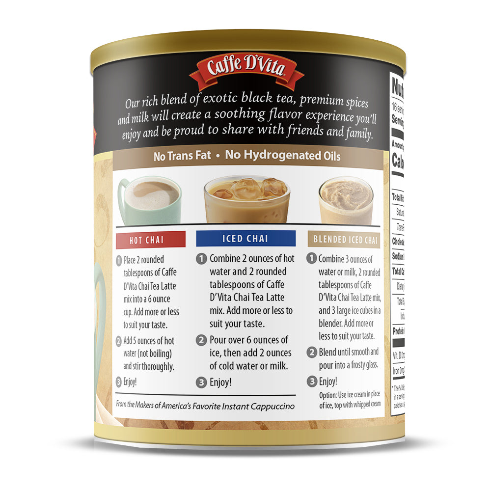 Spiced Chai Tea Latte - Case of 6 - 1 lb. cans (16 oz