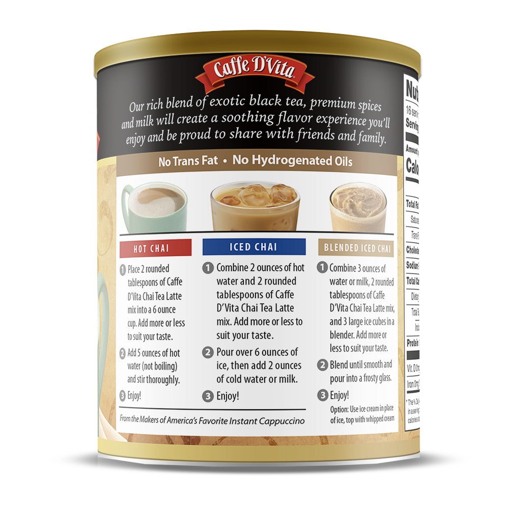 Vanilla Chai Tea Latte - Case of 6 - 1 lb. cans (16 oz.) - Foodservice