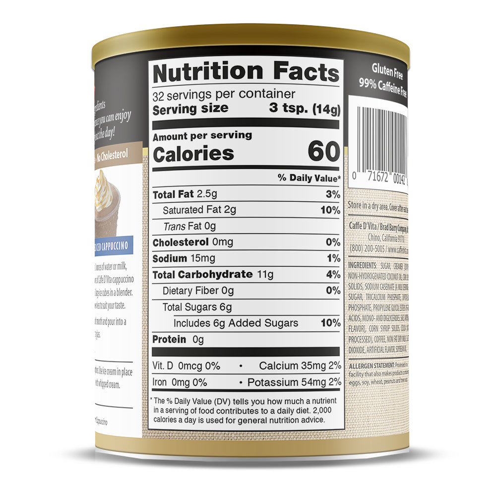 Cinnamon Mocha Cappuccino - Case of 6 - 1 lb. cans (16 oz.) - Foodservice