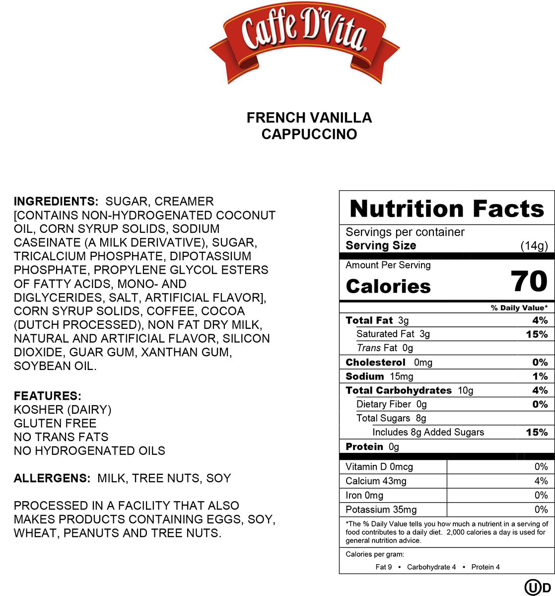 French Vanilla Cappuccino Envelopes - 3 sleeves of 24 packs - caffedvita