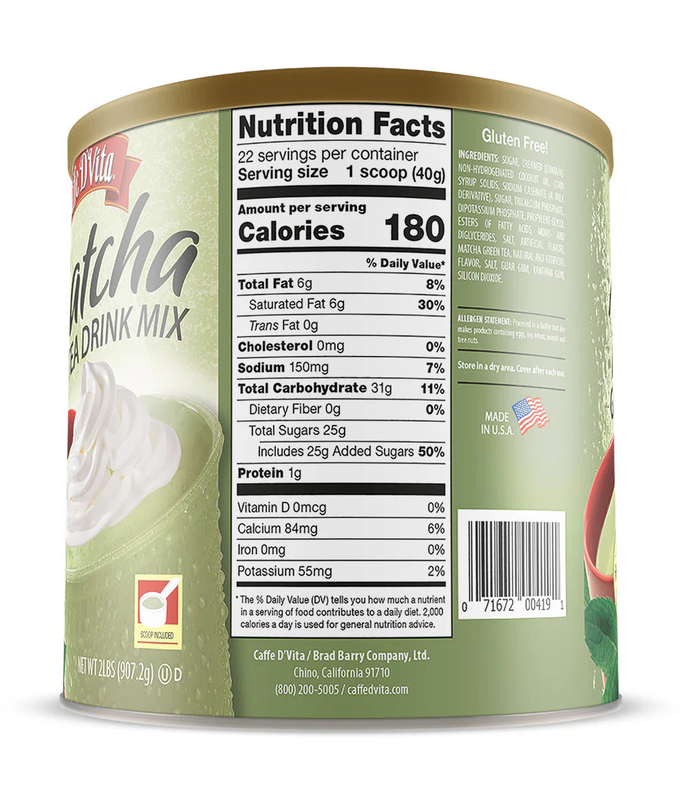 Matcha Green Tea Drink Mix - Case of 4 Cans - 2 lb. (32 oz.) - Foodservice