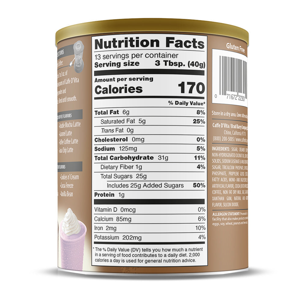 Mocha Latte Blended Iced Coffee Frappe - Case of 6 - 19 oz. cans - Foodservice