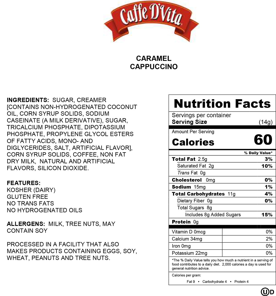 Caramel Cappuccino - Case of 6 - 1 lb. cans (16 oz.) - caffedvita