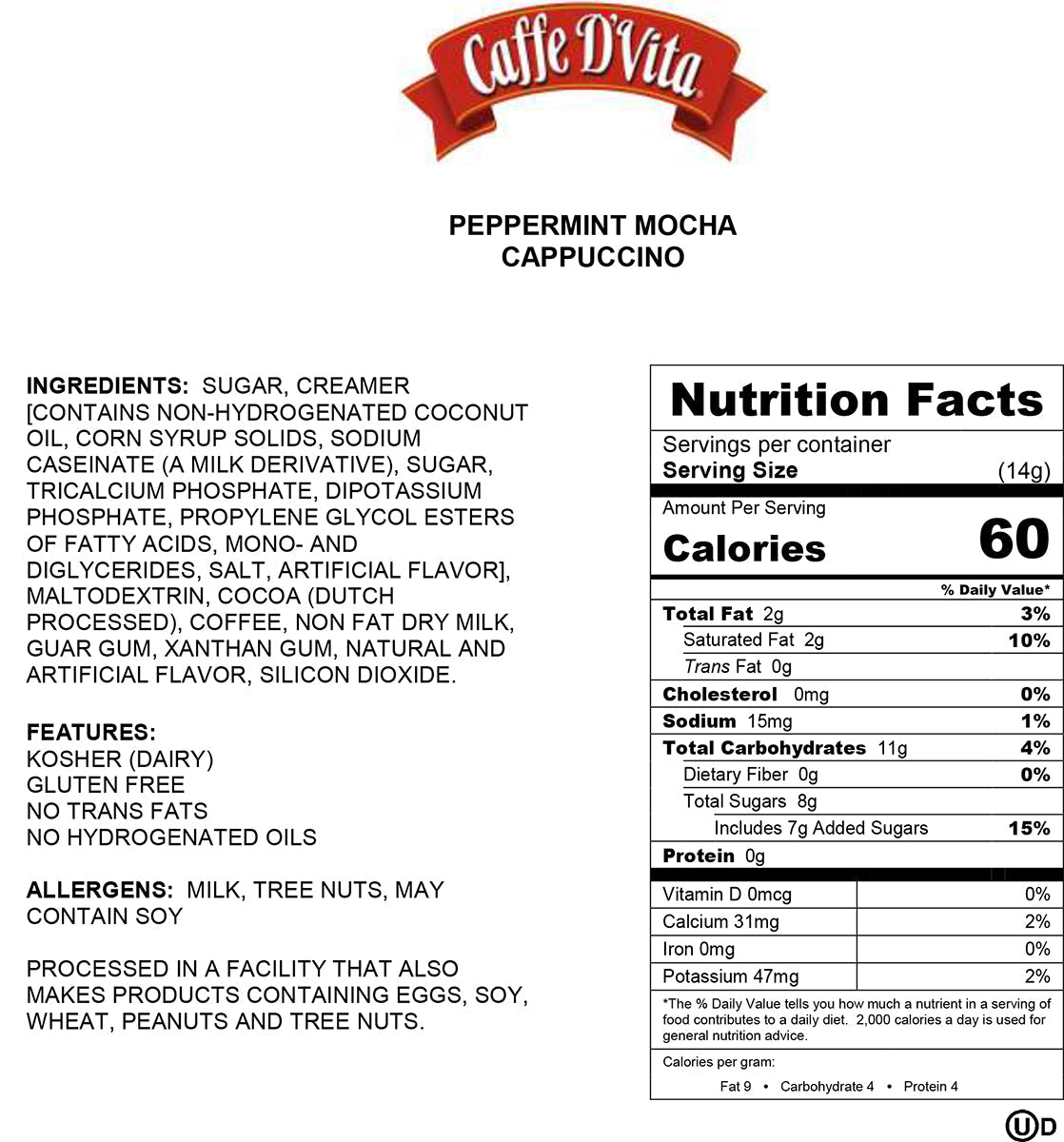 Peppermint Mocha Cappuccino - Case of 6 - 1 lb. cans (16 oz