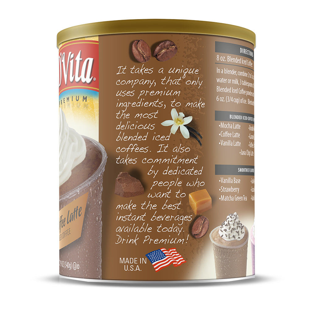 Toffee Coffee Latte Blended Iced Coffee Frappe - Case of 6 - 19 oz. cans - Foodservice