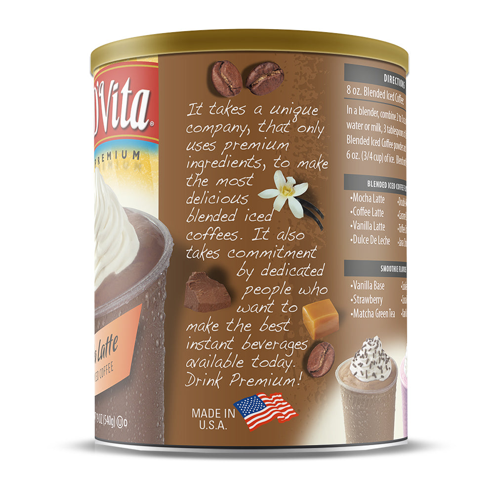 Mocha Latte Blended Iced Coffee Frappe - Case of 6 - 19 oz. cans - Foodservice