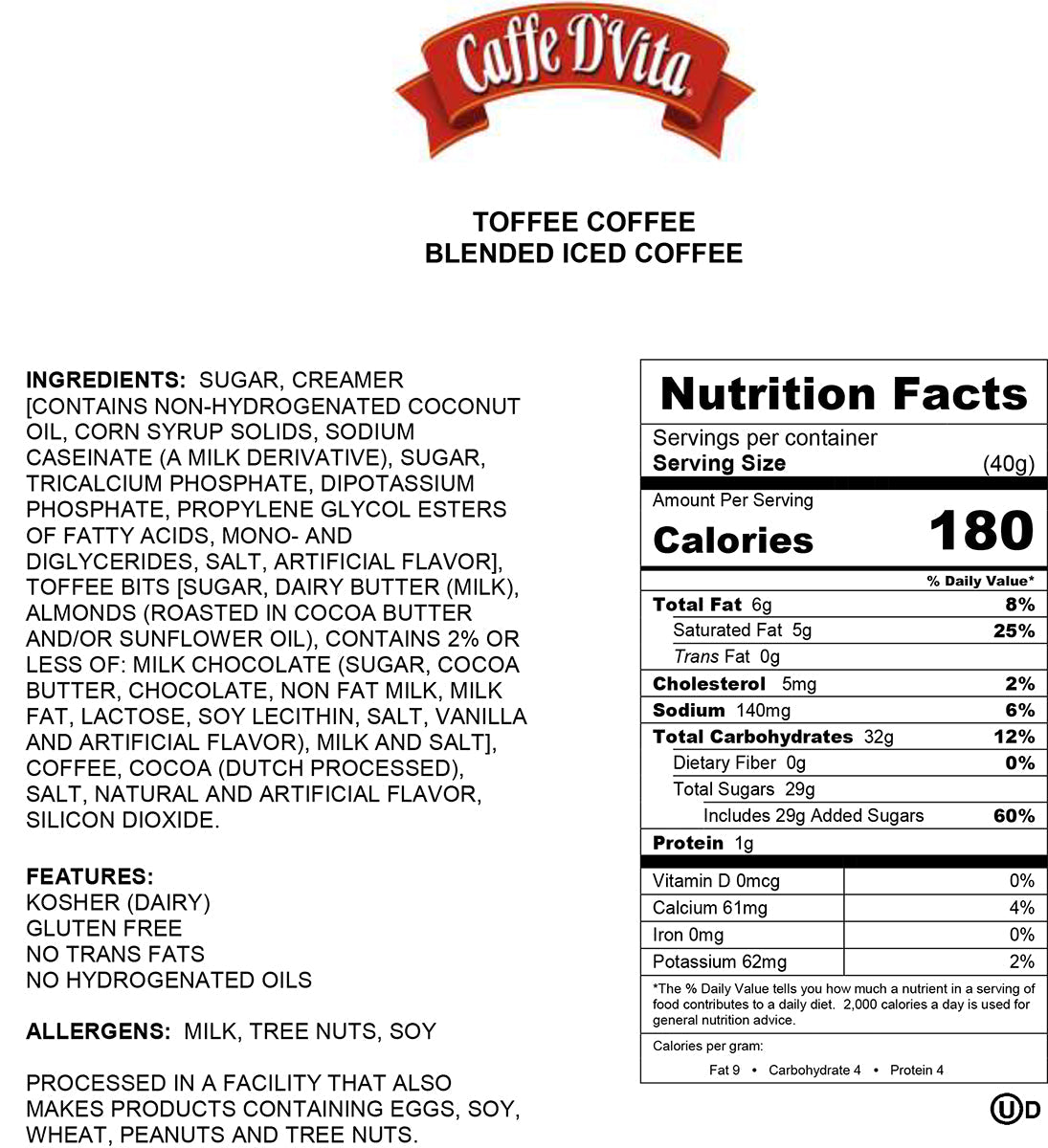 Toffee Coffee Latte Blended Iced Coffee Frappe - Case of 6 - 19 oz