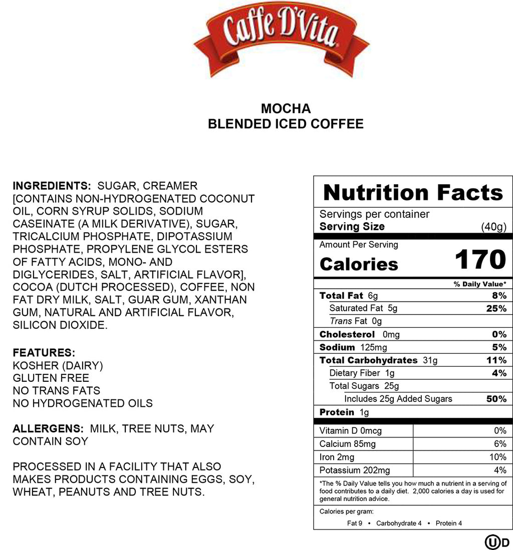 Mocha Latte Blended Iced Coffee - Case of 6 - 19 oz. cans - caffedvita