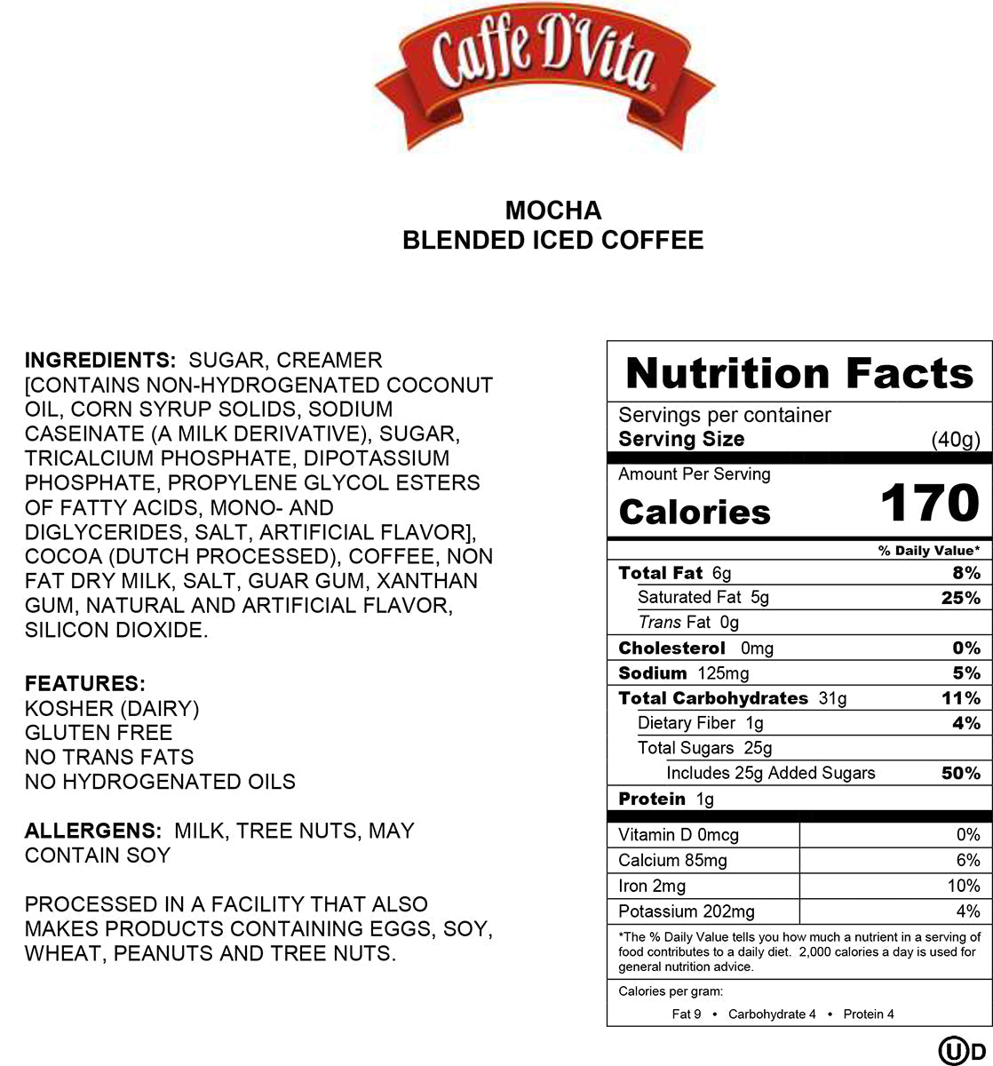 Mocha Latte Blended Iced Coffee - Case of 6 - 19 oz. cans - caffedvita