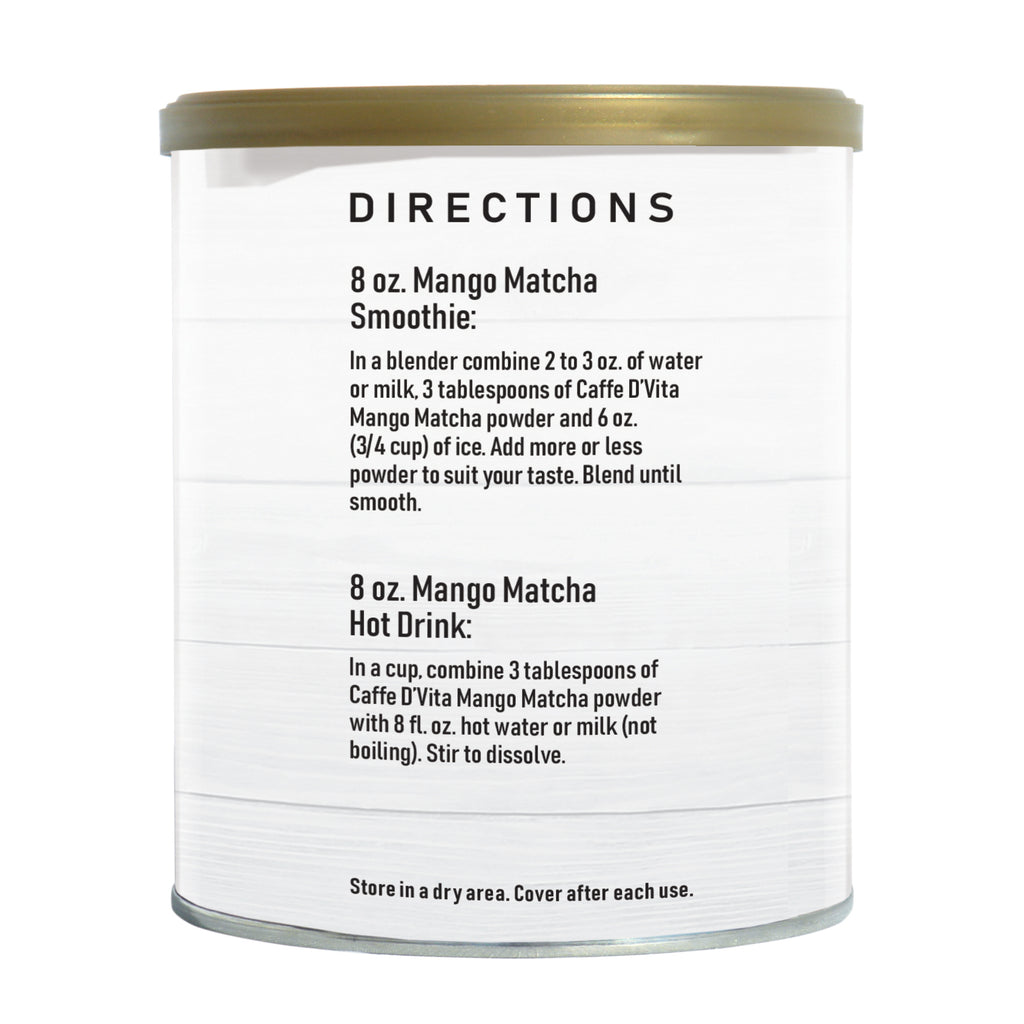 Mango Matcha Green Tea Drink Mix- Case of 6 - 1 lb. cans (16 oz.) - Foodservice