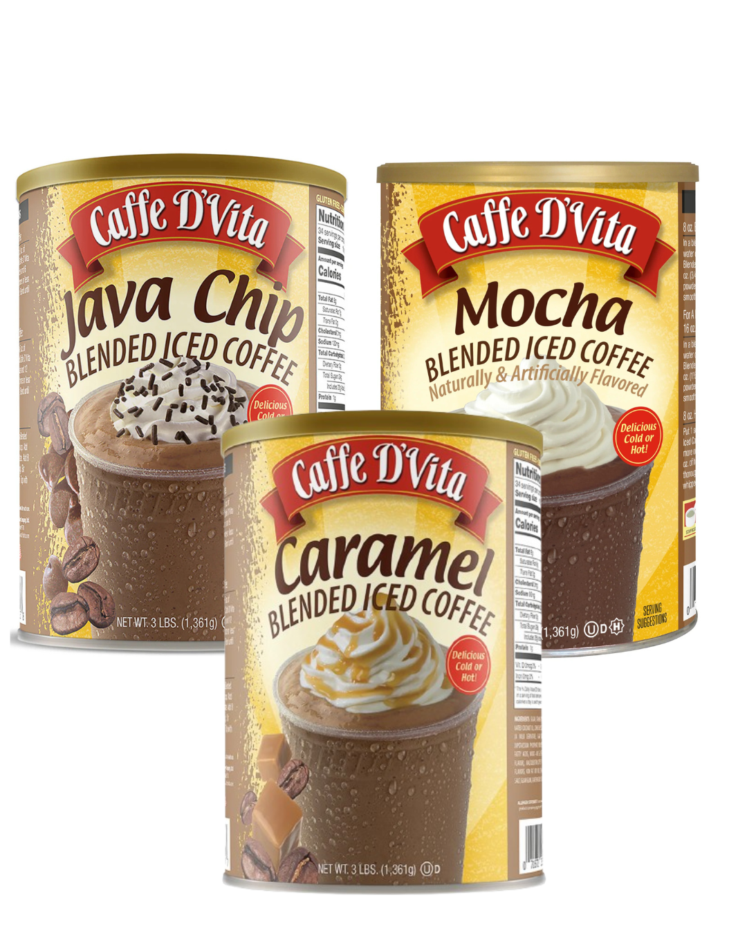 Caffe D'Vita Blended Iced Coffee 4 - 3lb Canisters - Foodservice