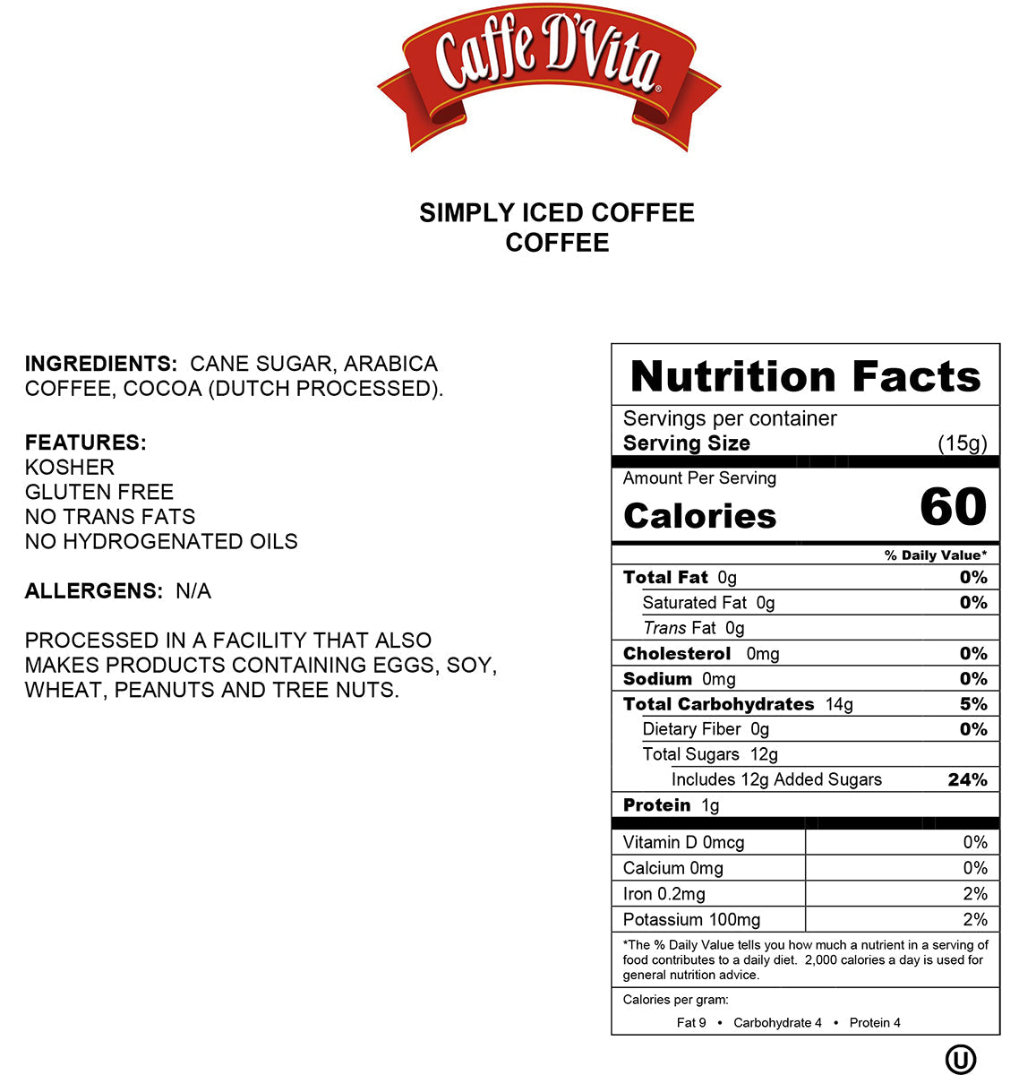 Simply Iced Coffee - Single Can or Case of 4 Cans - 2.5 lb. (40 oz.) - caffedvita